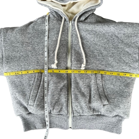 Madewell MWL Reversible Puffer Hoodie Jacket Gray Cream XXS Cropped Thick GUC - Picture 10 of 12